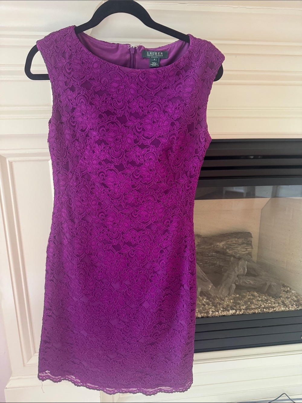 Lauren Ralph Lauren Purple Lace Midi Sheath Dress